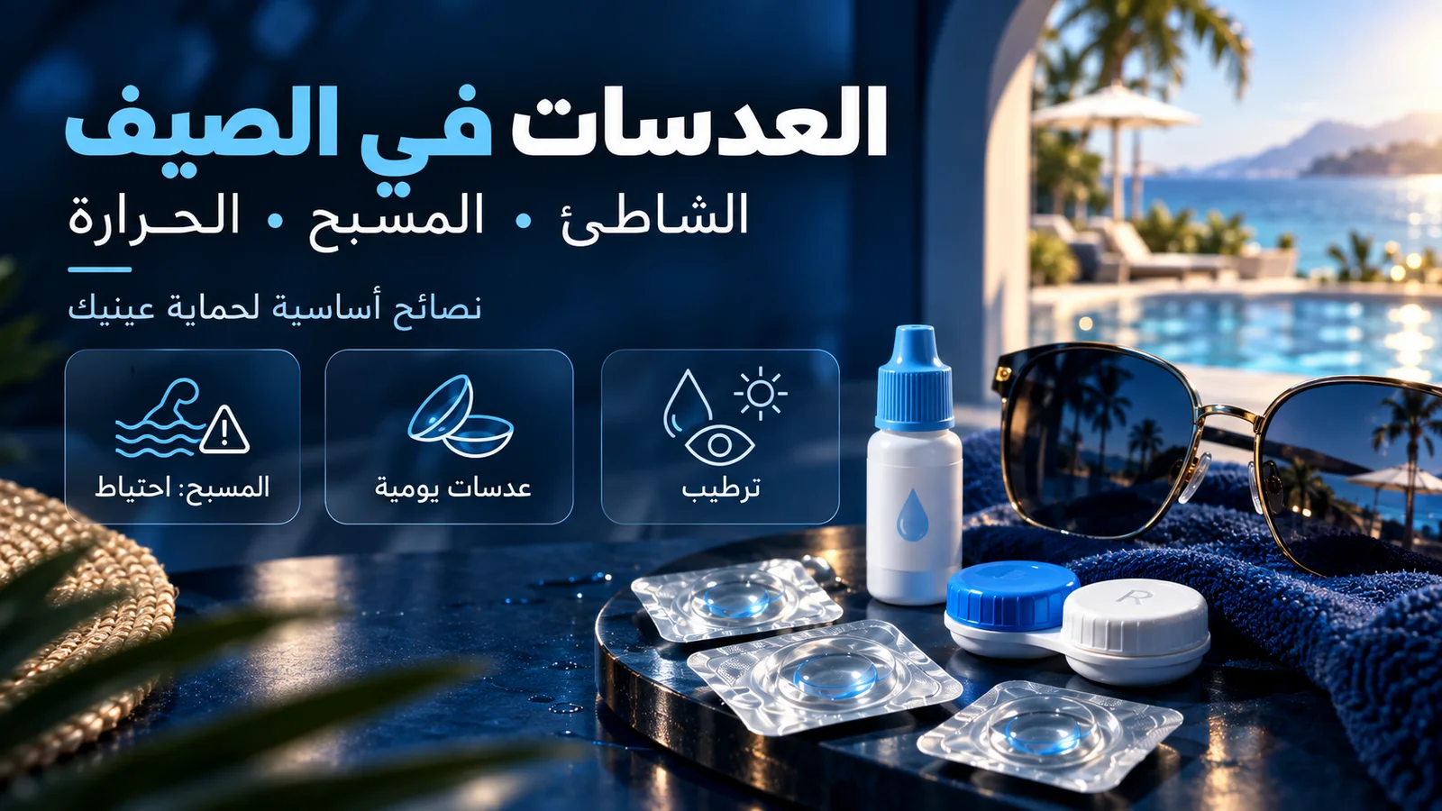 العدسات اللاصقة في الصيف: الشاطئ والمسبح والحرارة