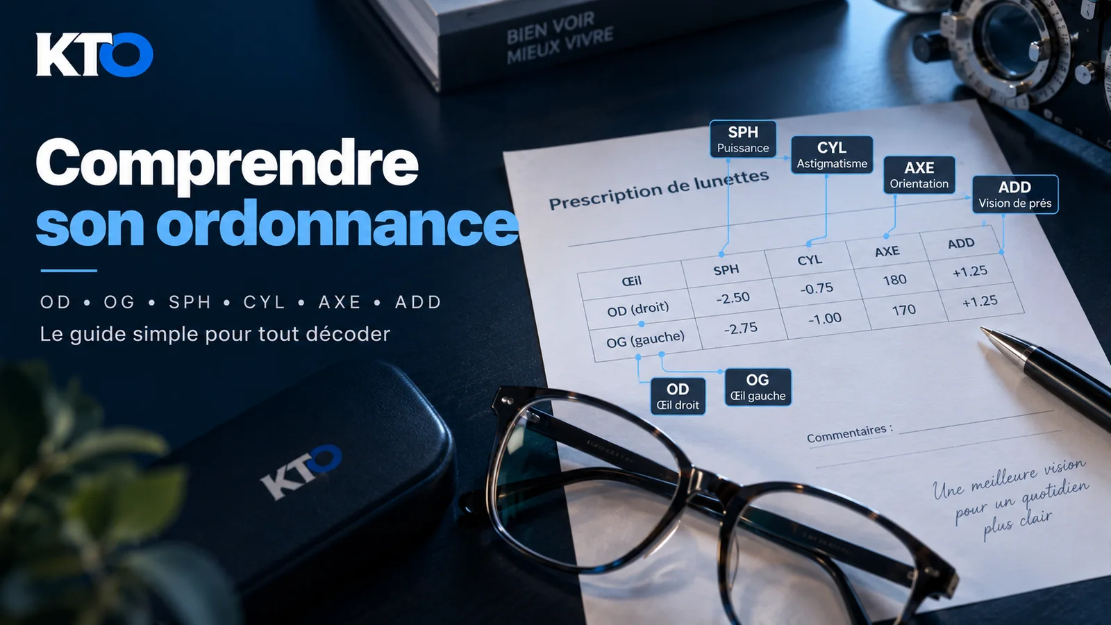 Lire son ordonnance d'ophtalmologue : OD, OG, SPH, CYL, AXE