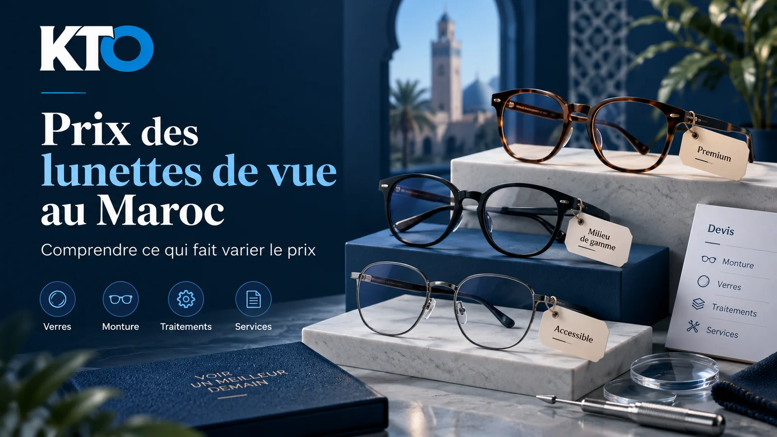 Prix des lunettes de vue au Maroc 2026 : de 400 à 2 010 MAD