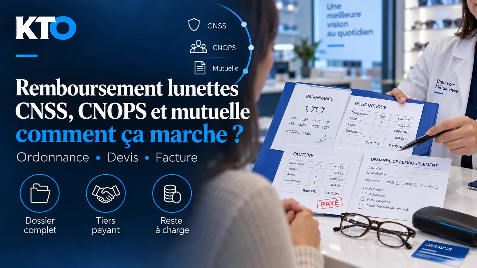 Remboursement lunettes CNSS et CNOPS au Maroc — guide 2026